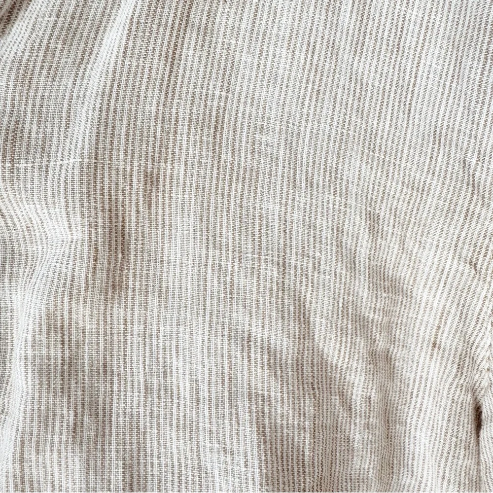 J. McLaughlin Tan and White Striped Britt Linen Button Down Shirt S - Picture 5 of 9